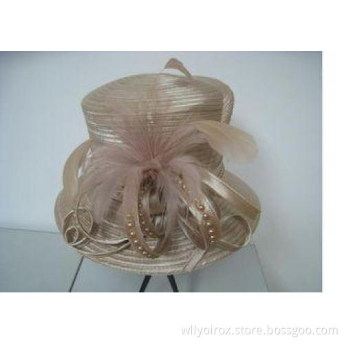 Fancy Church Hats For Women With Colorful Pearls Feathers B